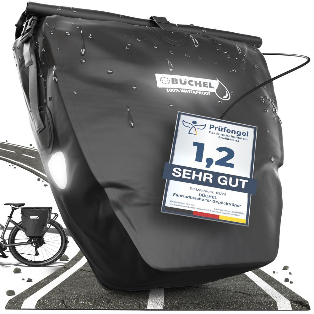 Bchel Pannier Rack Bag 26L Volume I Large Capacity Bike Bag 100% Waterproof, Bicycle Panniers Rear Rack Bag for Grocery Touring Cycling I Big Rear Bag, Bike Saddle Bag, Commuter Long Cycling Trip