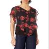 A. Byer Women's Juniors Popover Top, Red/Black, M view 1
