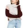 A. Byer Women's Junior's Long Sleeve Cowl Neck Sweater Top Sweater, Grey/Rose, L view 1
