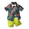 Joycebaby Toddler Baby Boys Clothes Outfits Hawaiian Aloha Short Sleeve Shirt and Pant Set(Turquoise, 80/12-18M) view 1