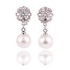 HAPPYAN AAA CZ Pearl Material Clip on Earrings Non Pierced for Women Charm Ear Clip Anti-allergy (Platinum Plated) view 1