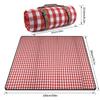 RealPero Extra Large Picnic Blanket Waterproof Camping Mat Rug with PU Carrier Soft Lightweight Portable Outdoor Mat for Travel Lawn Camping on Grass Sand-Proof Beach Red White Plaid view 3