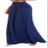 EXCHIC Women's Boho Flod Over Long Maxi Skirt Elastic High Waisted Long Skirts for Women (Navy Blue, Medium) view 2