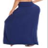EXCHIC Women's Boho Flod Over Long Maxi Skirt Elastic High Waisted Long Skirts for Women (Navy Blue, Medium) view 3