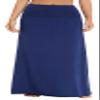 EXCHIC Women's Boho Flod Over Long Maxi Skirt Elastic High Waisted Long Skirts for Women (Navy Blue, Medium) view 4