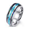 8mm Blue Abalone Shell Inlay Comfort Fit Stainless Steel Ring Domed Engagement Wedding Band for Men Women (Size 7) view 1