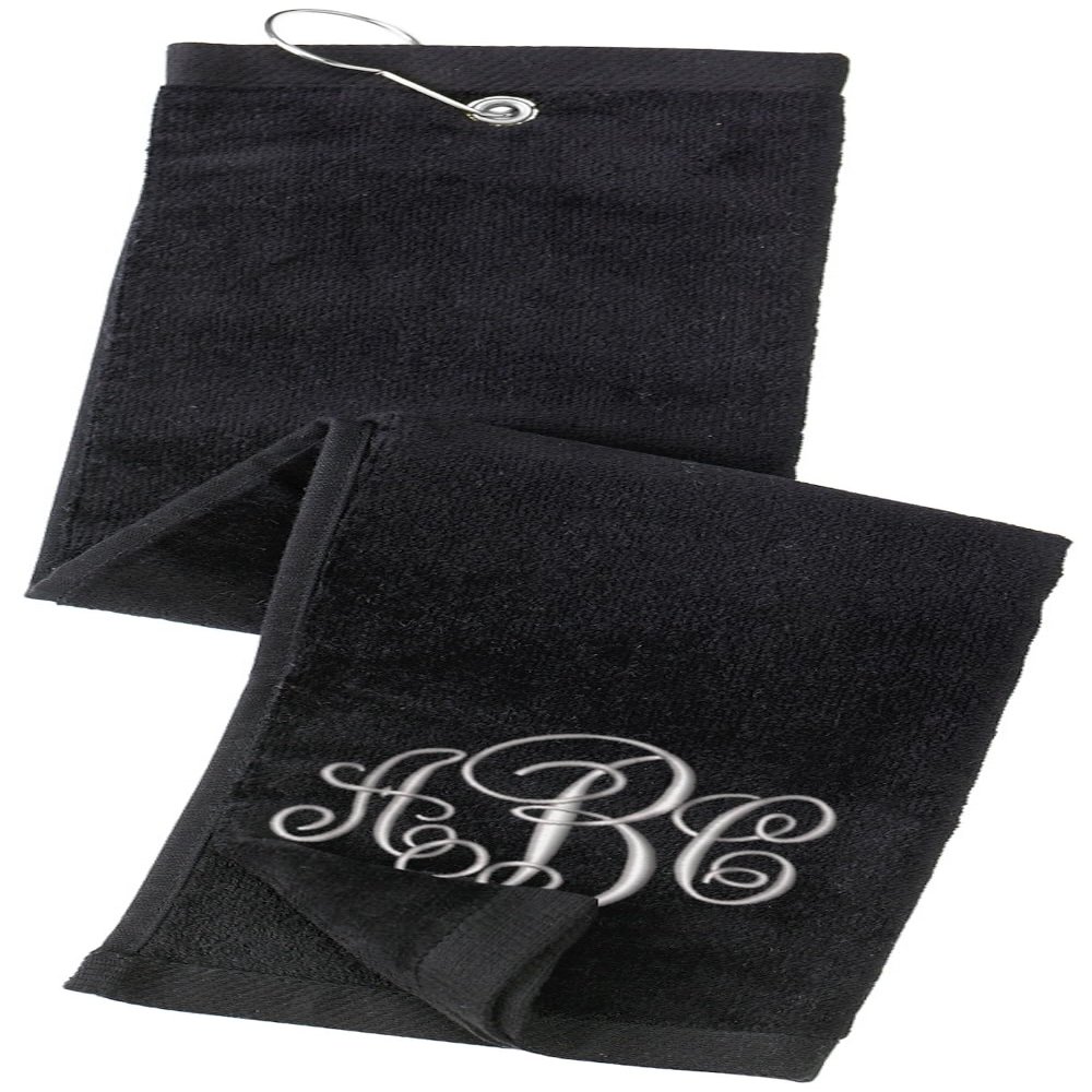 Printualist Personalized Custom Golf Towel - Add Your Embroidered Monogram - Trifold Golf Towels with Grommet and Carabiner Clip, Hook