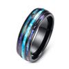 8mm Mens Women's Black Stainless Steel Wedding Ring Abalone Shell Inlay Dome Band (Size 9) view 1