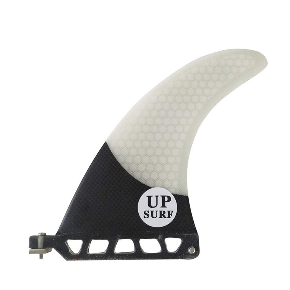 UP SURF Singel Fin Future 6" Longboard Surfboard Fin 7'' Fiberglass Honeycomb Carbon Professional (White, 7'')