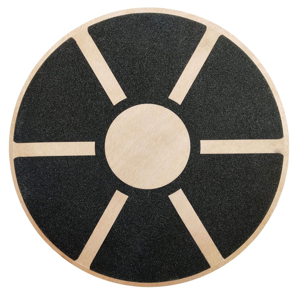 Fitvids Non-Slip Wooden Wobble Balance Board Core Trainer 15.55-inch Diameter with 360 Rotation for Stability Training Black 15.55-inch Diameter with 360 Rotation Black