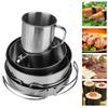 VGEBY1 Folding Pot Set, 8 Pcs/Set Portable Folding Stainless Steel Camping Cookware BBQ Bowl Set for Outdoor Activities Camping Hiking view 4