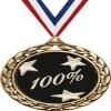 Corporate Medals - 2 1/2" Laurel Wreath Corporate 100% Medal - Great Hundred Percent Awards for Kids 100 Pack Prime view 1
