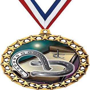 Horseshoe Medal, 2 1/2" Galaxy Star Horseshoe Toss Medals, Great Horseshoe Awards 100 Pack Prime