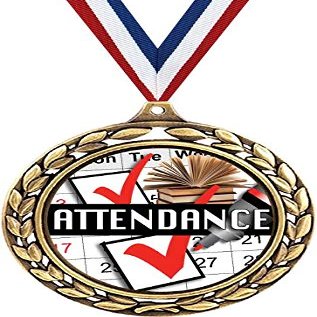 Attendance Medals - 2 1/2" Laurel Wreath Perfect Attendance Medal - Great Attendance Awards for Kids 50 Pack Prime