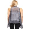Anna-Kaci Womens Sleeveless Open Front Crochet Shawl Cardigan Bikini Cover Up,Grey,XX-Large/XXX-Large view 2