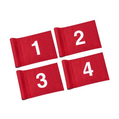 KINGTOP Numbered Golf Flag 8x6 Inch Upgraded Double Layer 420D Nylon, Double Sided Printing, Tube Inserted Mini Practice Putting Green Flags for Yard, Red #1-4
