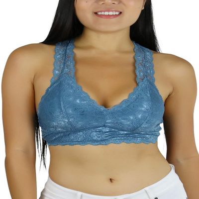 ToBeInStyle Women's Hourglass Back w/Mesh Lining Bralette - Titanium - Large