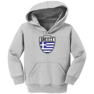Haase Unlimited Greece - Country Soccer Crest Toddler/Youth Fleece Hoodie (Light Gray, Medium (Youth))