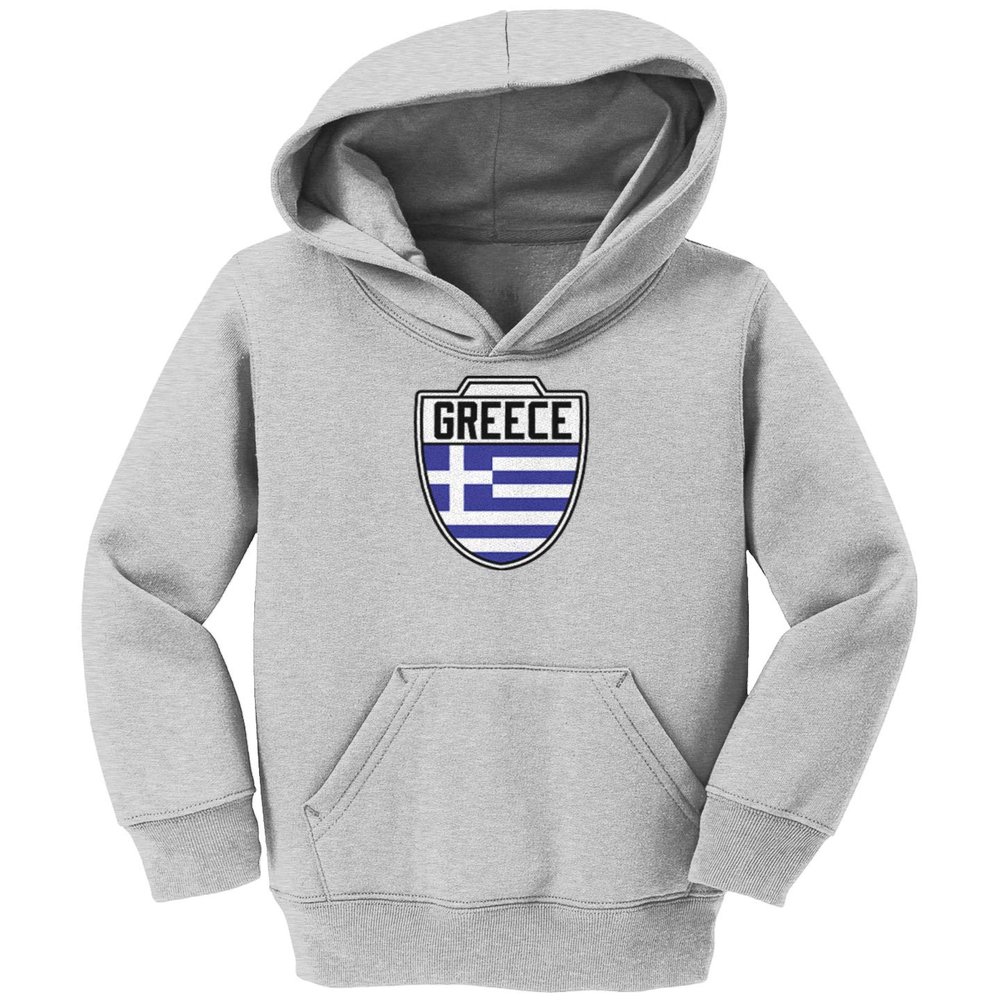 Haase Unlimited Greece - Country Soccer Crest Toddler/Youth Fleece Hoodie (Light Gray, Medium (Youth))