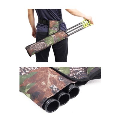 Archery Arrow Quiver Holder 3 Tubes Back Waist Shoulder Bag Pouch Bow Target (Camouflage)