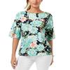 Charter CIub Petite Printed Ruffle Sleeve Top Intrepid Blue Combo PXS view 1