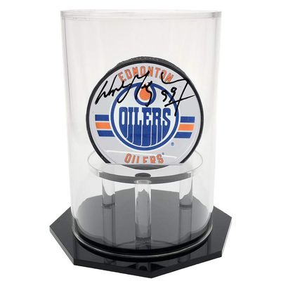 OnDisplay Deluxe UV-Protected Hockey Puck Display Case - Round Black Base