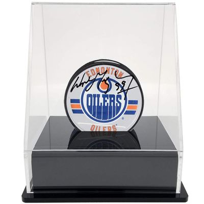 OnDisplay Deluxe UV-Protected Hockey Puck Display Case - Angle Black Base