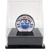 OnDisplay Deluxe UV-Protected Hockey Puck Display Case - Angle Black Base view 1