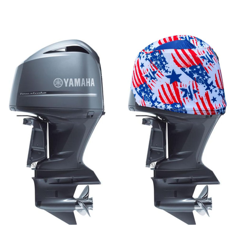 OUTERENVY American Patriot Outboard Motor Cover for Yamaha V8 F350 HP | Made in USA to Stay on While You Run! | 103A