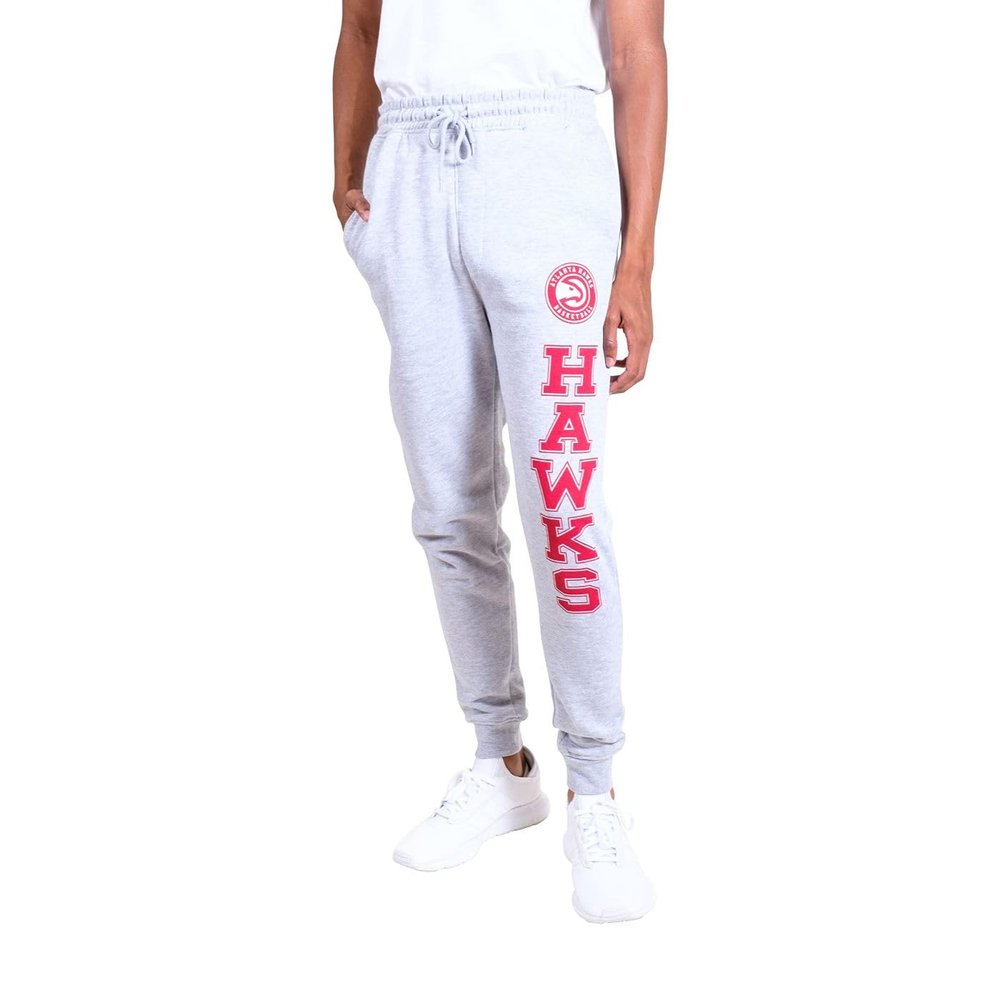 Ultra Game NBA Official Mens Super Soft Game Day Jogger Sweatpants - Unisex, Atlanta Hawks, Heather Gray, XX-Large