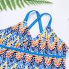 Agoky Kids Big Girls' Mambo Tie-Dye 2 Pieces Tankini Swimsuit Halter Bathing Suits Blue Printed 8 view 4
