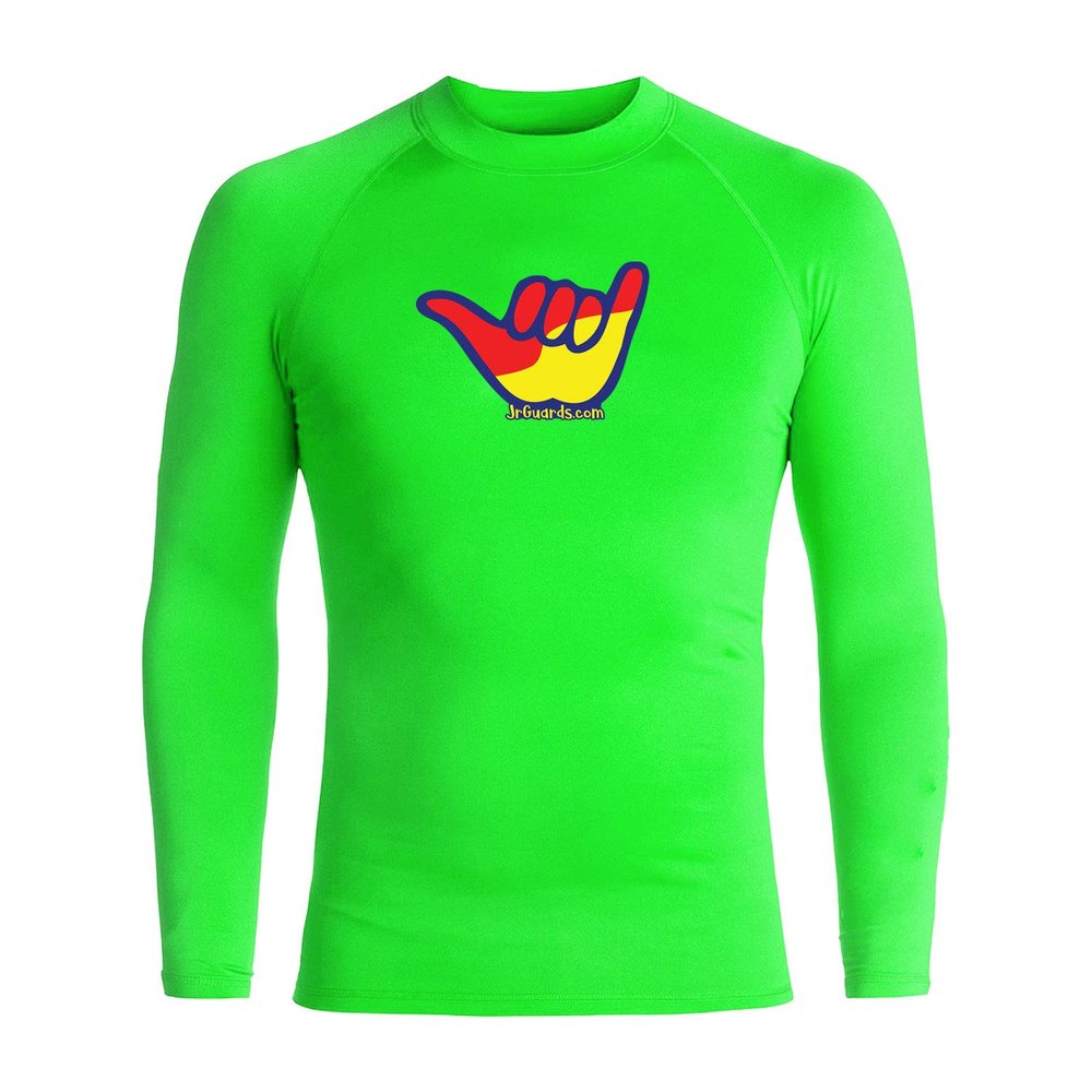 Junior Guards 3-Color Shaka Long Sleeve Rashguard - Lime Green - XS