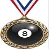 Billiards Medals - 2 1/2" Laurel Wreath Billiards 8 Ball Medal - Great 8 Ball Pool Awards for Kids 100 Pack view 1
