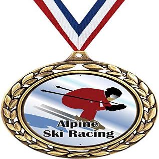 Alpine Ski Racing Medals - 2 1/2" Laurel Wreath Downhill Skiing Medal - Great Alpine Skiing Awards for Kids 100 Pack