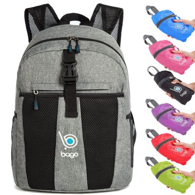 Bago Lightweight Small Hiking Backpack for Women and Men - 25L Travel Day Pack - Foldable Hiking Daypack Ultralight for Camping Outdoor Sports - Day Bag Packable Backpack for Travel (SnowGray)