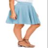EXCHIC Women's Casual Stretchy Flared High Waist Skater Skirts Basic A-Line Pleated Midi Skirt (L, Light Blue) view 4