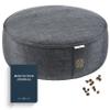 Mindful & Modern Velvet Meditation Cushion | Luxe Zafu Yoga Floor Pillow Seat | Posture Support | Buckwheat Hull Filled | Large Round Cushion with Removable Washable Cover + Carry Handle | Color Grey view 1