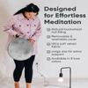 Mindful & Modern Velvet Meditation Cushion | Luxe Zafu Yoga Floor Pillow Seat | Posture Support | Buckwheat Hull Filled | Large Round Cushion with Removable Washable Cover + Carry Handle | Color Grey view 4