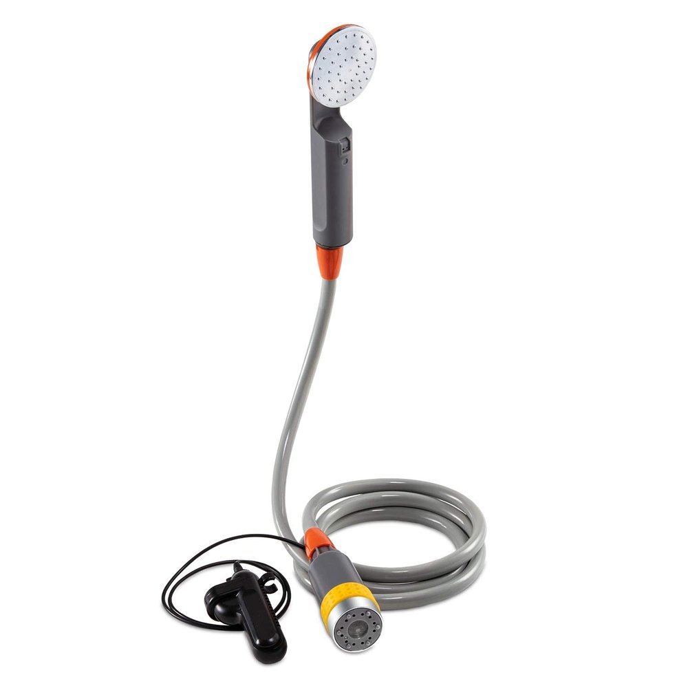 Ivation Portable Camping Shower | Compact Handheld & Hands-Free Rechargeable Outdoor Shower Head & Cleaning System w/ 3.7V Pump, 6-Ft Hose, Bidet Head, Removable Filter, Multiuse Hook & USB Cable
