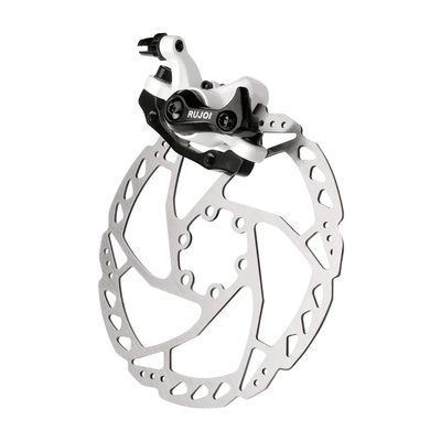 RUJOI Bike Disc Brake Kit, Aluminum Front Caliper, Full Aluminum Alloy Bicycle Brake Lever, 160mm Rotor, Mechanic Tool-Free Pad Adjuster for Road Bike, Mountain Bike (1 Set)