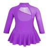 winying Girls Mock Neck Long Sleeves Tulle Splice Cut Out Back Roller Ice Figure Skating Dress Ballet Dancewear Purple 8 view 2