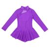 winying Girls Mock Neck Long Sleeves Tulle Splice Cut Out Back Roller Ice Figure Skating Dress Ballet Dancewear Purple 8 view 3