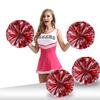 Ueerdand Pack of 4 Cheerleading Pom Poms Foil Plastic Metallic Cheerleader Pom Poms for Cheer Sport Kids Adults Team Spirit Cheering (Red/Silver) view 1