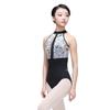 118141032 High Neck Dance Leotards Button Back Velvet Ballet Leotards (S, Black) view 1