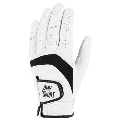 Amy Sport Golf Gloves Men Right Handed Golfer Left Hand 1 or 3 Pack PU Leather All Weather Grip Soft Breathable Flexible for Mens (Pure White-1 Pack, X/Large, Left)