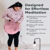Mindful & Modern Velvet Meditation Cushion | Luxe Zafu Yoga Floor Pillow Seat | Posture Support | Buckwheat Hull Filled | Large Round Cushion with Removable Washable Cover + Carry Handle | Color Pink view 4