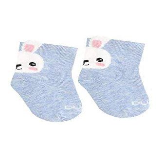Duna Funny Design Baby Girl's Boy's Kids Cotton Socks 3D Animals Print, Bunny, Panda, Coala, Fox, Owel, HIGH QUALITY 80% Cotton, Made in EUROPE (0-6m, Blue Bunny)