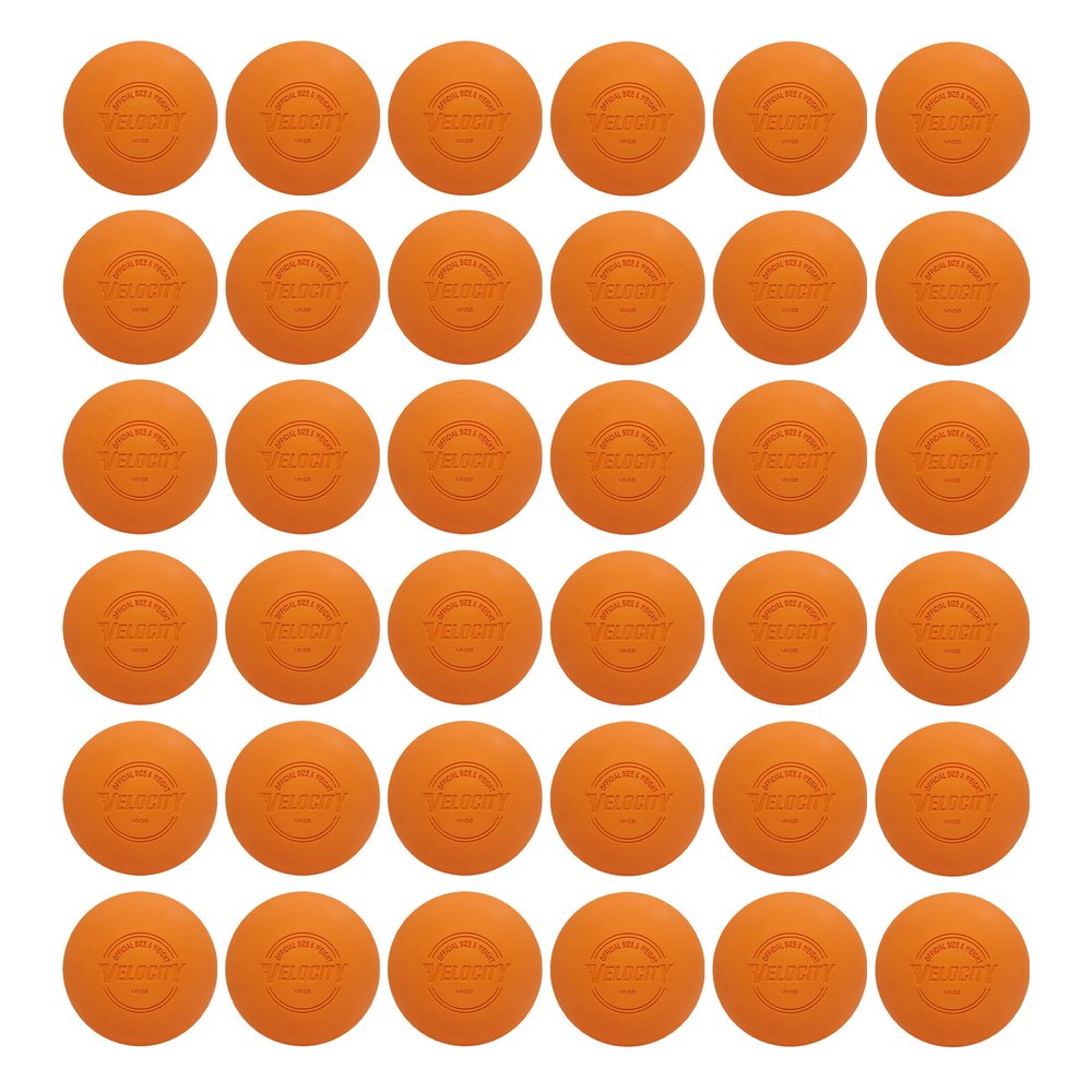 Velocity Practice Lacrosse Balls - 1, 2, 3, 6, 12, 18, 24, 36, 60 and 120 Packs - Official Size and Weight - Orange