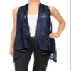 Anna-Kaci Womens Sleeveless Open Front Crochet Shawl Cardigan Bikini Cover Up,Navy,XX-Large/XXX-Large view 1