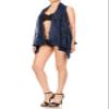Anna-Kaci Womens Sleeveless Open Front Crochet Shawl Cardigan Bikini Cover Up,Navy,XX-Large/XXX-Large view 4